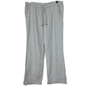 Linen blend pants Vintage America size XL soft gray pull on tie waist w/ elastic